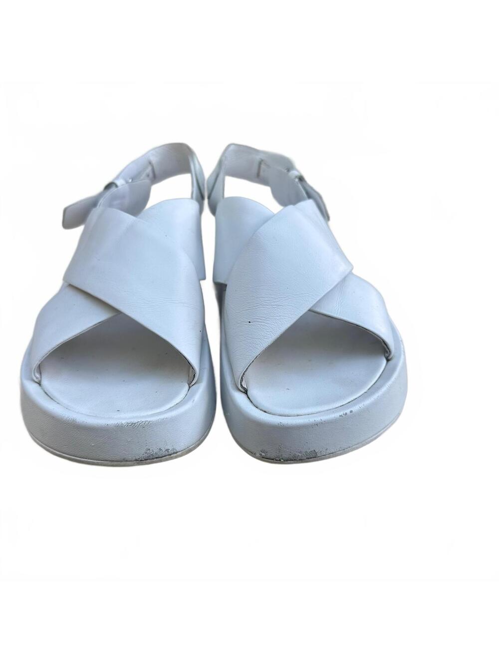 ASH White Leather Platform Cross-Strap Slingback Sandals Size 38 - Picture 8 of 12